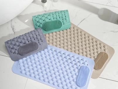 Bathroom anti slip mat with lazy scrubber