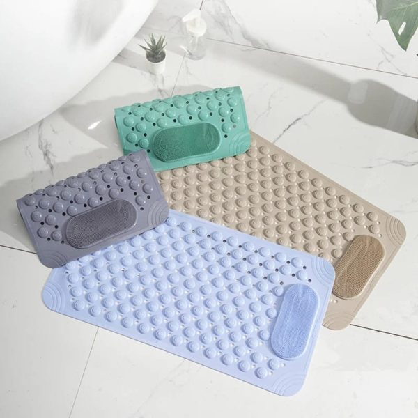 Bathroom anti slip mat with lazy scrubber