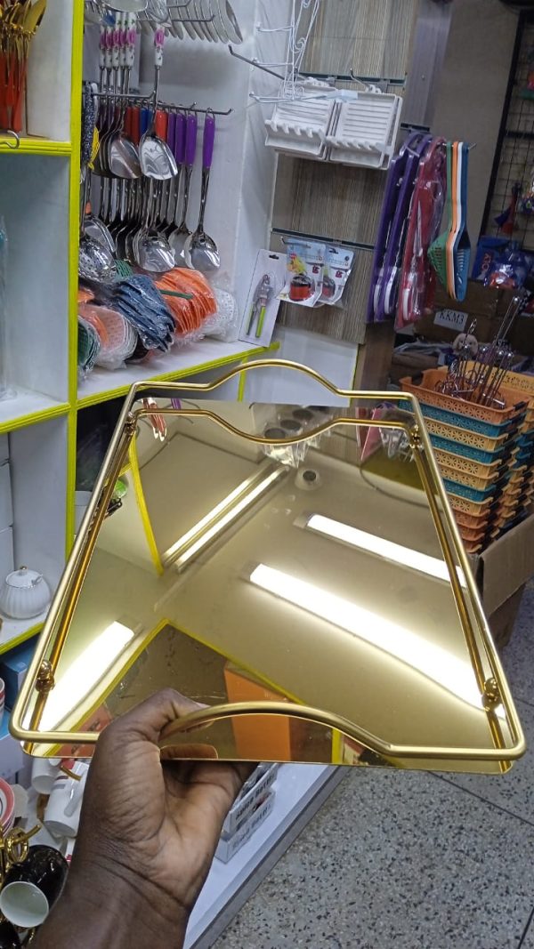 Metallic heavy vanity gold tray