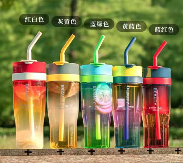 800ml juice cups with silicone straw