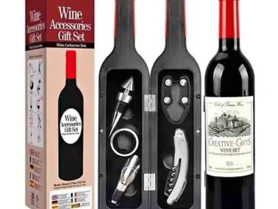 Wine accessories set in a bottle