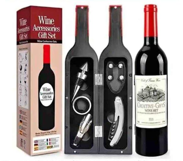 Wine accessories set in a bottle