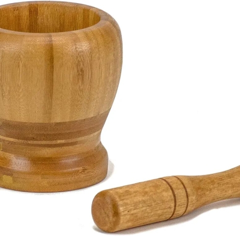 Premium bamboo mortar and pestle set