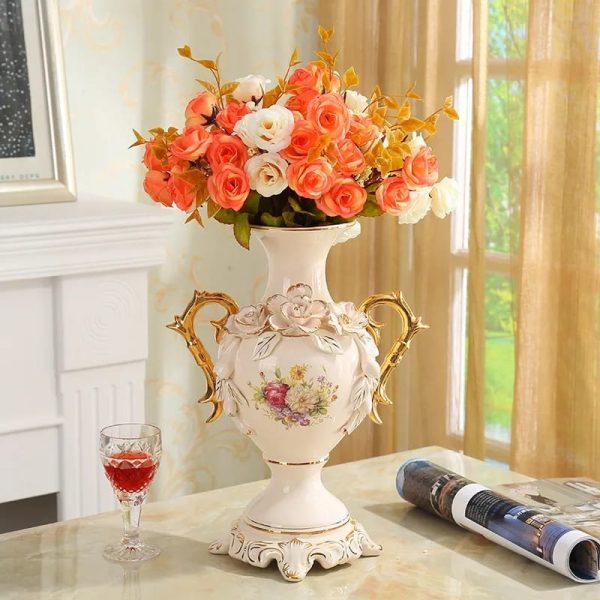 European Gold Plated Ivory Porcelain Vase