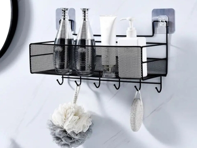 Mesh Bathroom rack with hooks