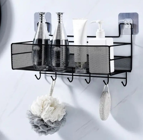 Mesh Bathroom rack with hooks