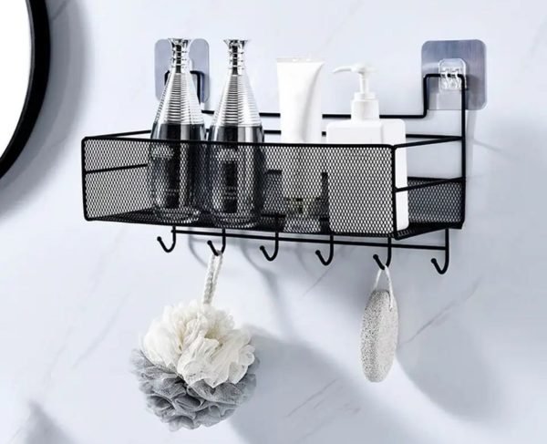 Mesh Bathroom rack with hooks