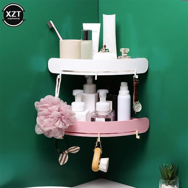 Corner bathroom/kitchen shelf organizer