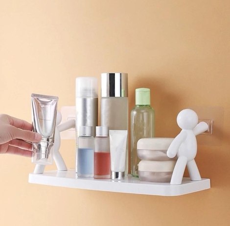 Self adhesive bathroom storage racks