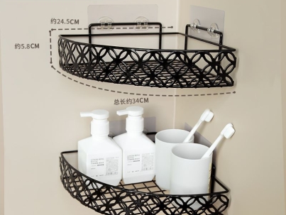 Heavy duty corner self adhesive bathroom rack