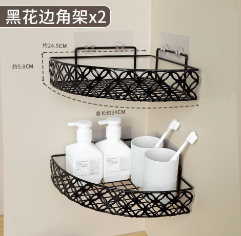 Heavy duty corner self adhesive bathroom rack