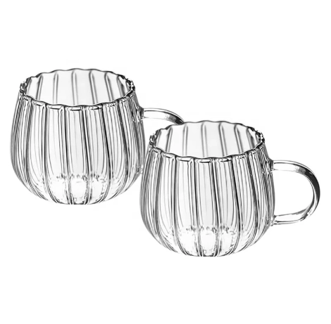 Stripped Pumpkin shape borosilicate cups