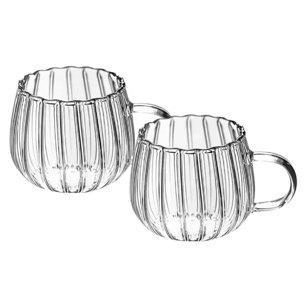 Stripped Pumpkin shape borosilicate cups