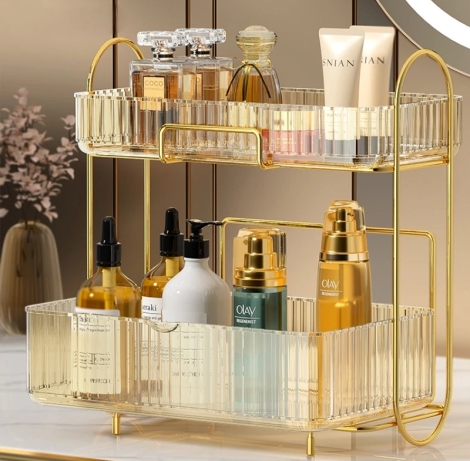 Acrylic Double layer cosmetic organizer