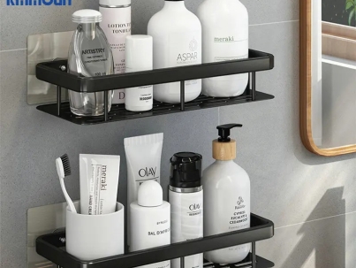 Rectangular shelf with adhesive stickers