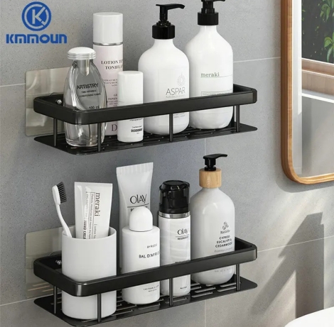 Rectangular shelf with adhesive stickers