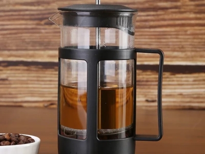 French press coffee maker with 3 level filtration system