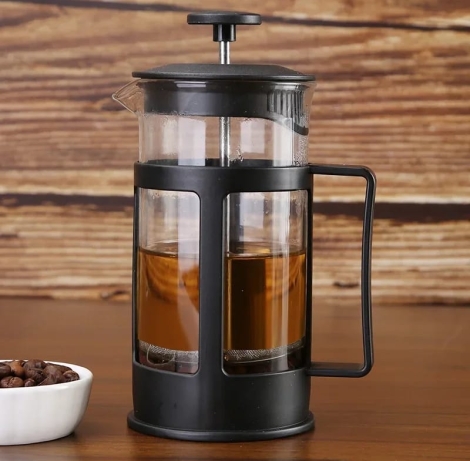 French press coffee maker with 3 level filtration system