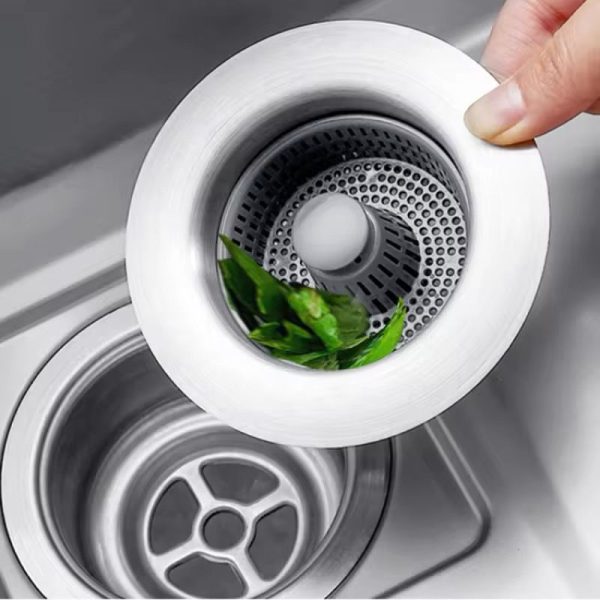 Stainless steel kitchen sink strainer with pop-up drain