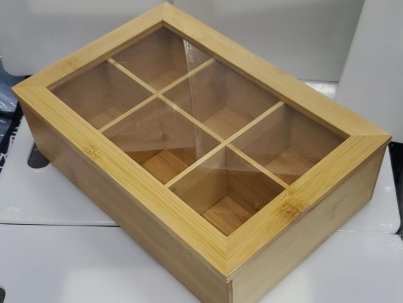 6 slots Bamboo wooden teabag organiser