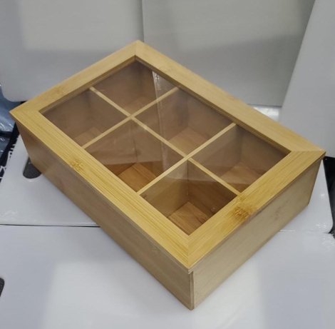 6 slots Bamboo wooden teabag organiser