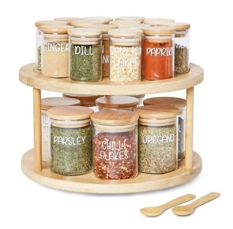 Bamboo rotating spice rack