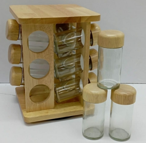 Rotating bamboo spice rack