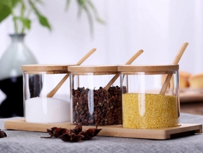 3 in 1 Glass spice condiment set