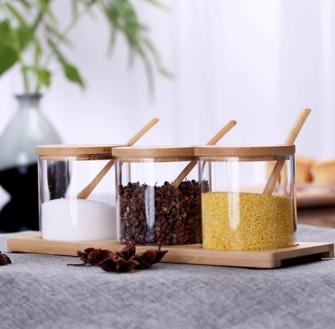 3 in 1 Glass spice condiment set