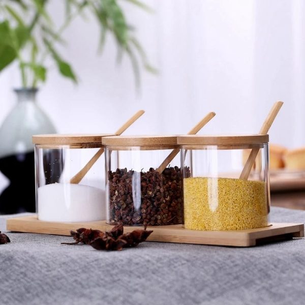 3 in 1 Glass spice condiment set