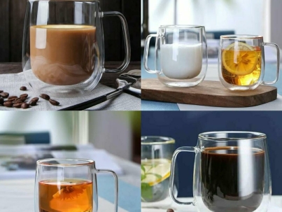 Transparent double wall mug heat resistant