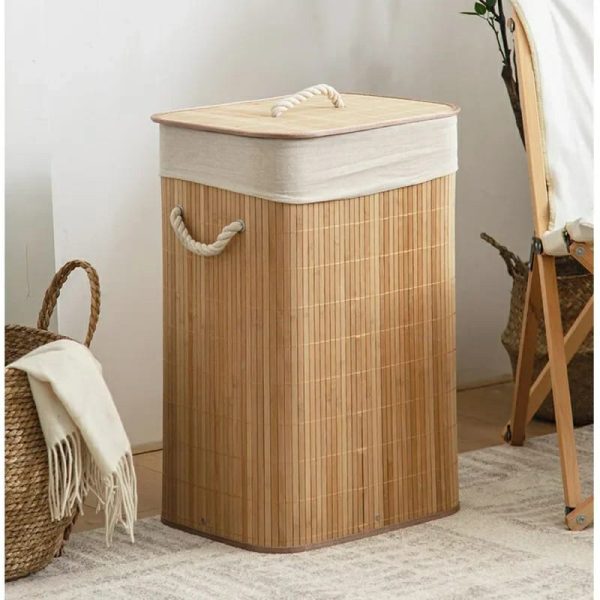 Foldable large capacity wooden laundry basket