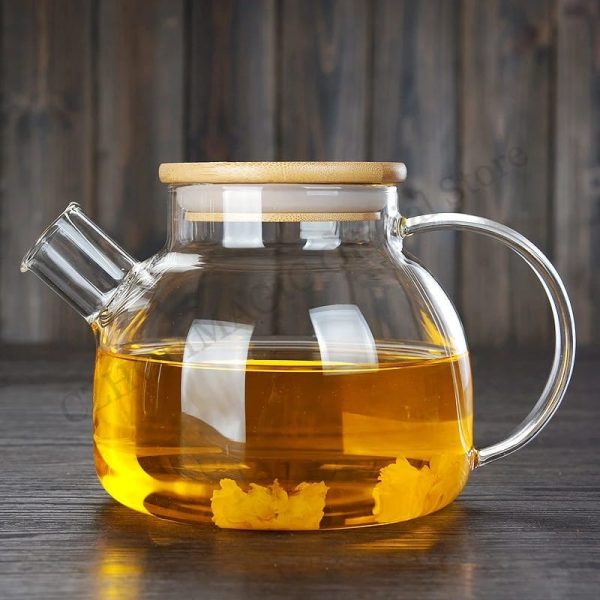 1 litre clear glass teapot