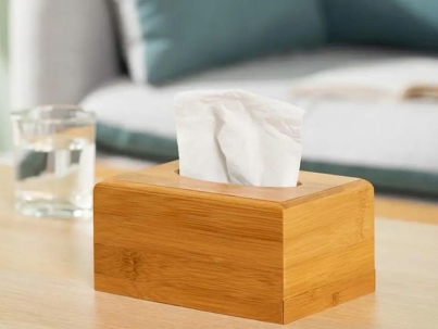 Bamboo tissue box holder