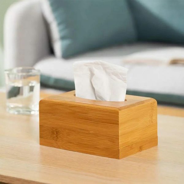 Bamboo tissue box holder