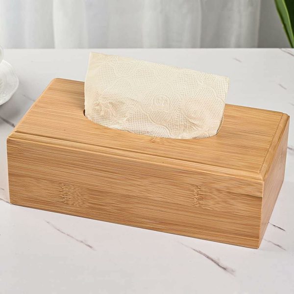 Bamboo tissue box holder