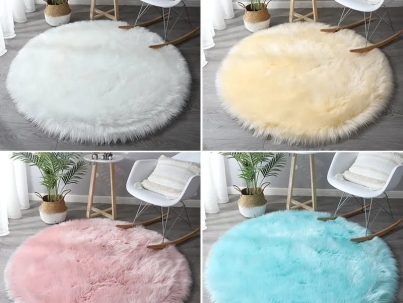 Faux fur soft round fluffy rug