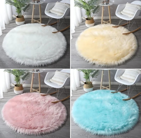 Faux fur soft round fluffy rug